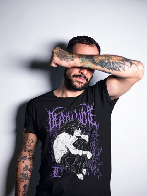 Футболка для хлопчика з аніме принтом Зошит смерті оверсайз (зріст від 165 до 180) Чорний AnimeJ0037m Дніпро - фото 2