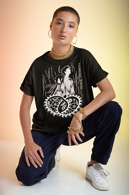 Футболка аниме Стеинс Гате Макисе Курису оверсайз (S/M/L) Черний AnimeJ0234 Днепр - изображение 1