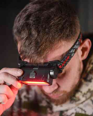 Ліхтар налобне червоне світло тільки зі знімним акумулятором 1200 mAh Одеса