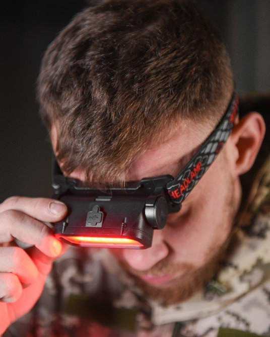 Ліхтар налобне червоне світло тільки зі знімним акумулятором 1200 mAh Одеса - фото 3