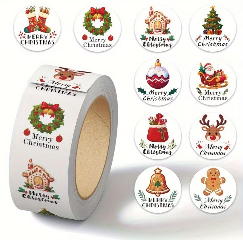 Набор рождественских наклеек 500 шт – праздничные стикеры 10 вариантов дизайна Киев - изображение 1