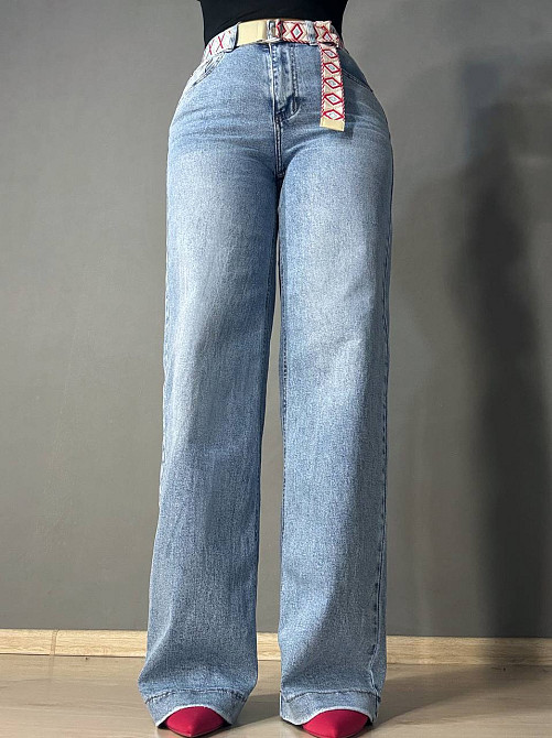 Джинсы женские Dragon 8325 палаццо ровные с поясом стрейчевые голубые, голубой, 31, 31, 82 см, 108 см Киев - изображение 5