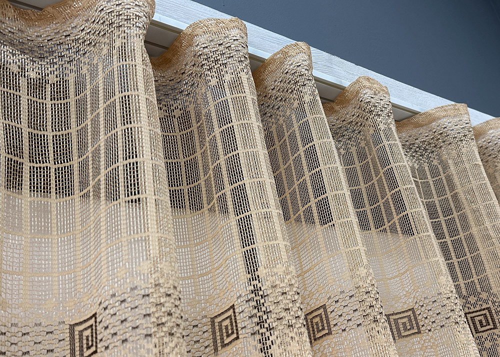 Тюль сетка VR-Textil Juli № 1151т Арка на кухню цвет какао с коричневым 250х150 см (53-0180) Киев - изображение 7