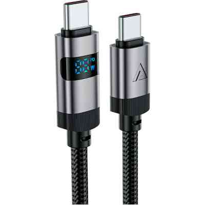 Дата кабель USB-C to USB-C 1.2m 60W digital display C15-03 Black Acefast (6974316283720) Винница