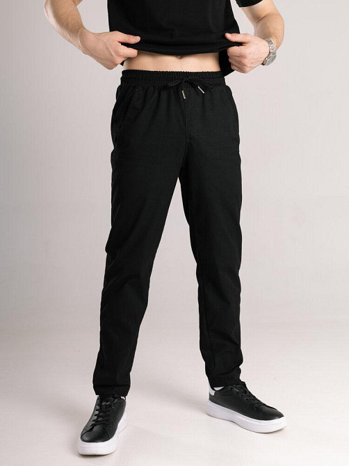 Чоловічі чорні штани демісезонні котонові прямого крою Pobedov Step Київ - фото 4