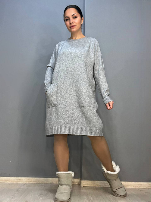 Платье женское LES ETOILES CLAIRES 8198 свитер оверсайз с карманами средняя длина one size, серый, one size Киев - изображение 3