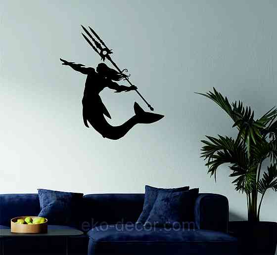 Декоративное настенное 3D Панно «Морской царь» Декор на стену с объемом 90*81 см., Черный Киев