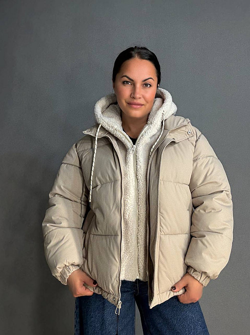 Куртка женская Lady Yep 8096 оверсайз с капюшоном и мехом тедди капучино, капучино, 44 Киев - изображение 17