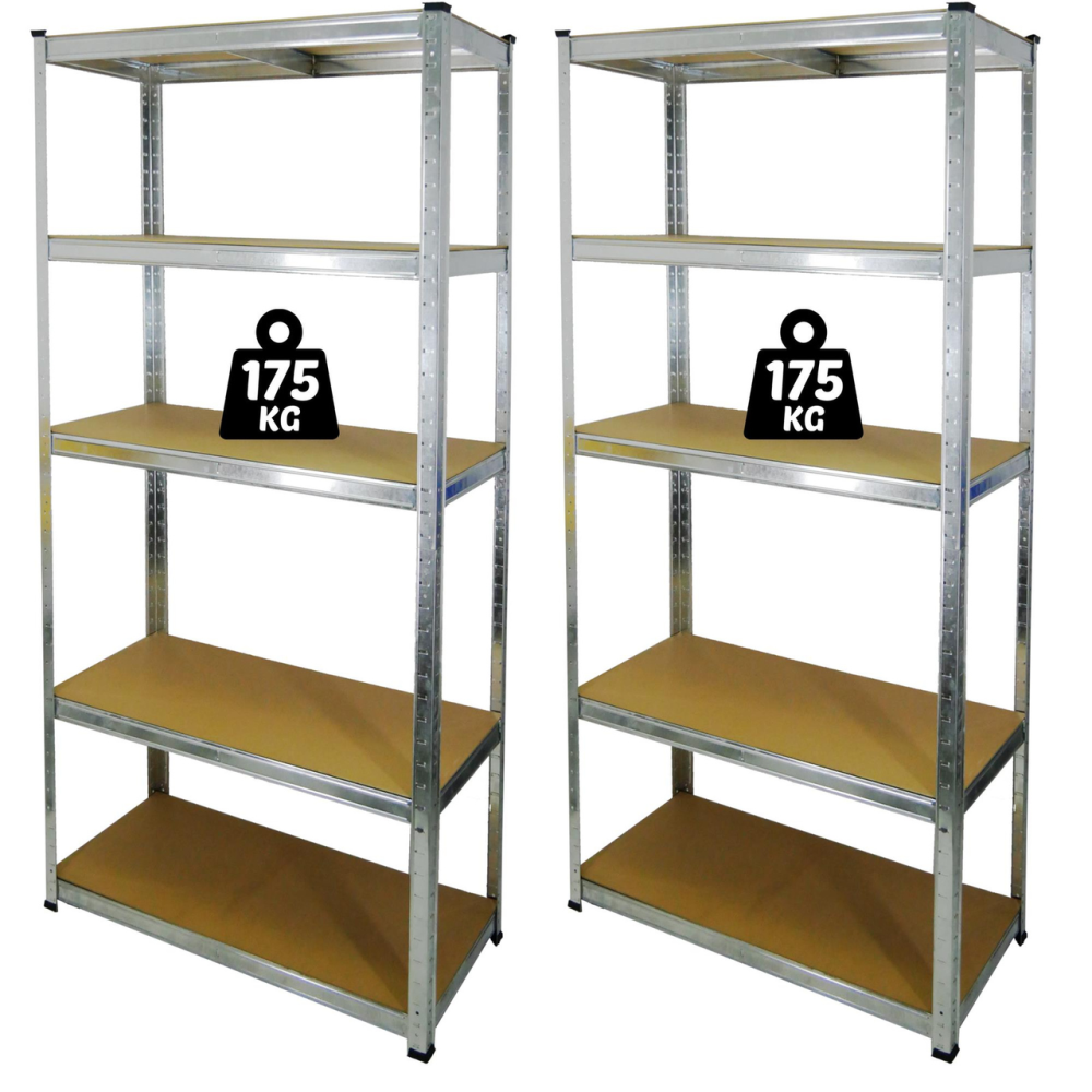 Набор из 2-х металлических стеллажей (180 x 90 x 30 см) 5 полок, нагрузка - 175 кг на полку, Серый Киев - изображение 1