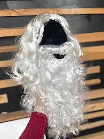 Біла перука Ісуса або Діда Мороза з бородою та вусами, хвилясте волосся, косплей, аніме. Санта Клаус Київ