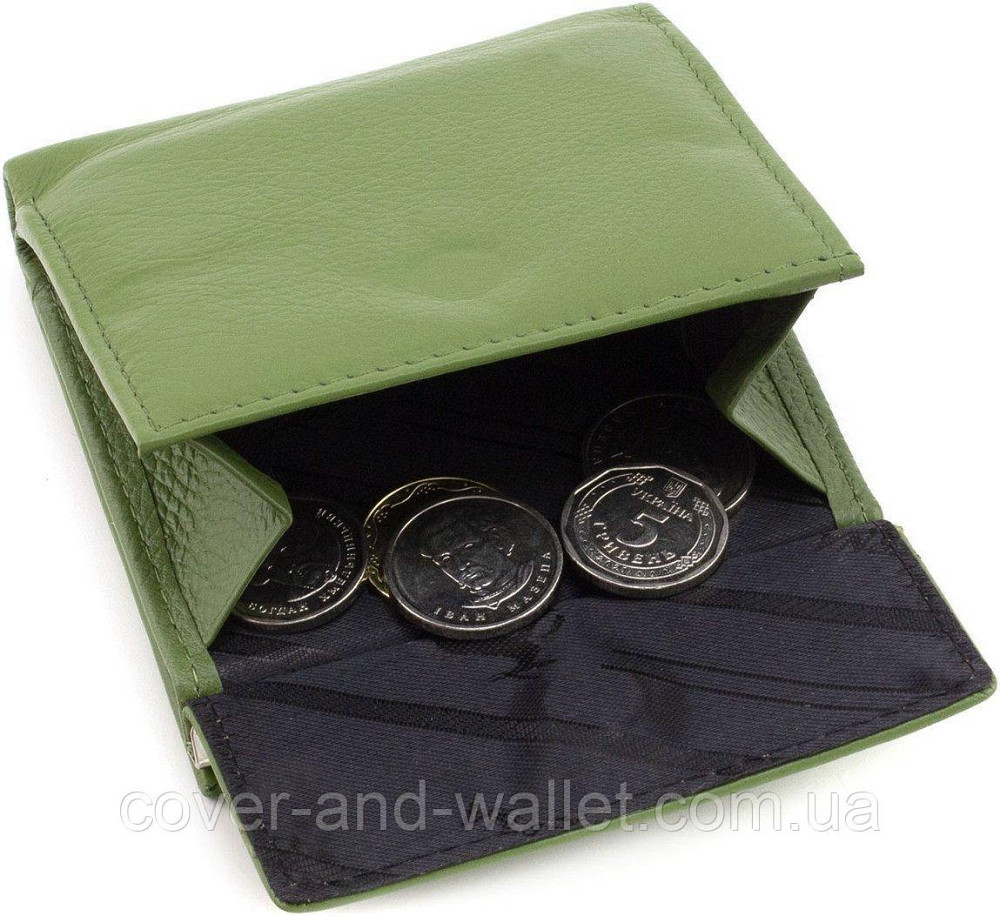 Маленький жіночий гаманець оливкового кольору із монетницею Marco Coverna Київ - фото 4