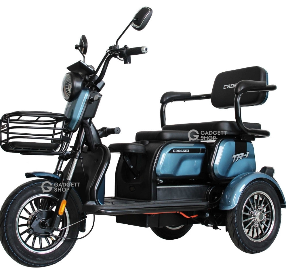 Електроскутер триколісний Crosser TR1 PRO (1200ВТ 72В 24Ah) - Синий. Харьков - изображение 4