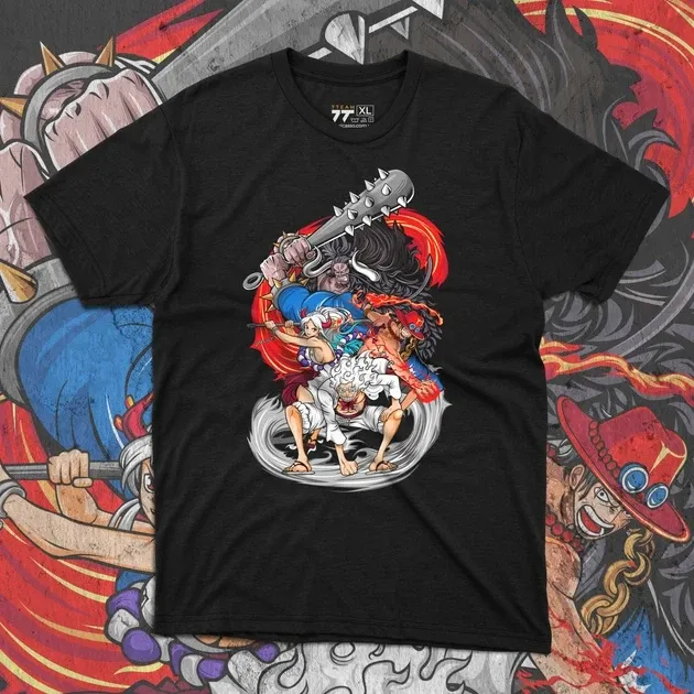 Футболка для подростка мальчика с принтом Ван Пис Луффі, Ейс, Ямато і Кайдо Размер 160 Anime10167 Днепр - изображение 1