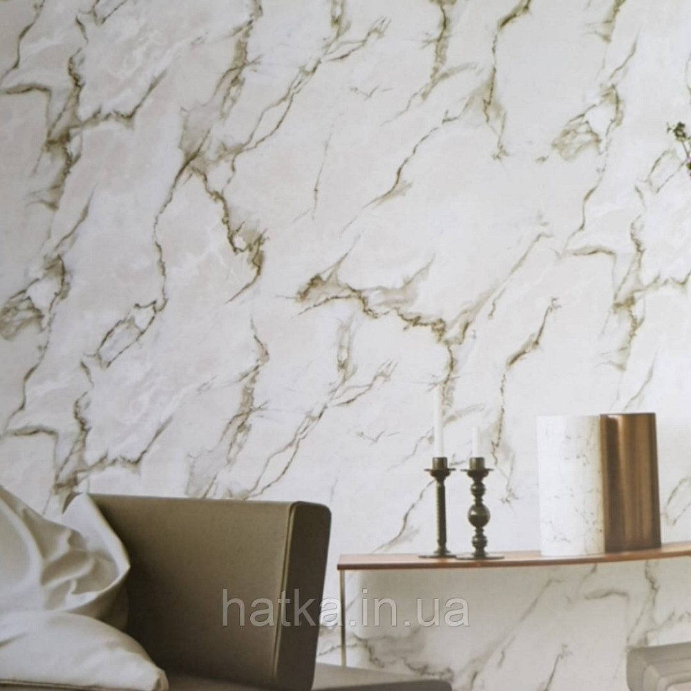 Шпалери метрові вінілові на флізелін AdaWall Beta метрові 3д камінь під мармур білі з чорним, сірим Київ - фото 1