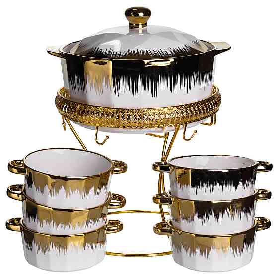 Суповий сервіз на 6 персон супниця 2 (л) на підставці з бульйонницями 300 (мл) тарілки для супу ML-T35 Київ