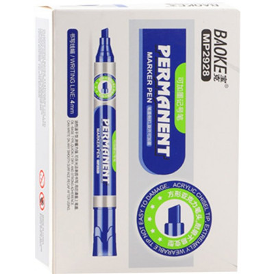 Маркер Baoke водостійкий 1-4 мм клин. накінечник синій 12 шт (MARK-PER-BAO2928BL12) Вінниця - фото 1