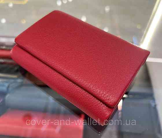 Маленький женский кошелек тройного складывания из натуральной красной кожи Helen Verde 009 Киев