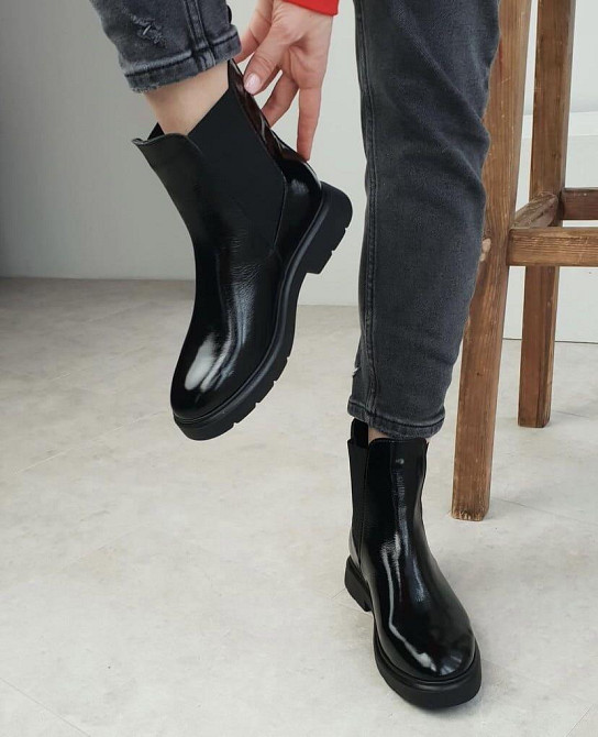 Zemira Ботинки ZEMIRA черные кожаные лакированные весна-осень высота 16 см размер 36р.37р.38р. Коломыя - изображение 4