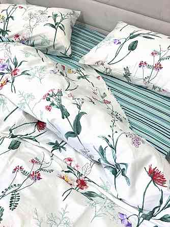 Ecotton Комплект постільної білизни Ecotton двоспальний Євро 210х220 см сатин Квіти білий (рис. Коломия