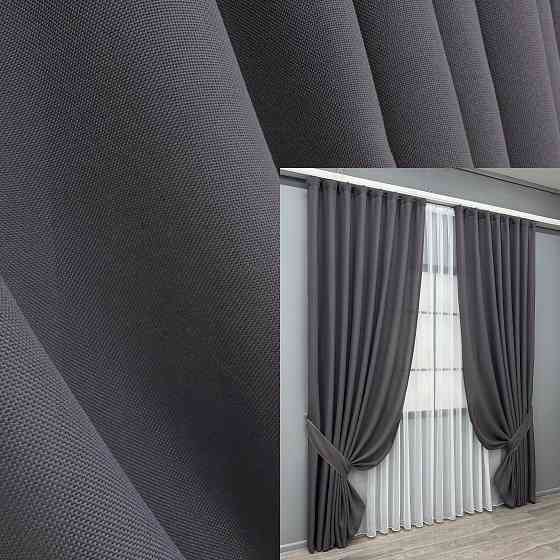 Комплект готових штор VR-Textil Льон Льон Мішковина № 1234ш Сірий 200х270 см 2 шт (32-536) Київ