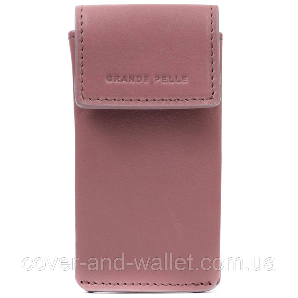 Светло-розовоя женская кожаная ключница с отделениями для карточек Grande Pelle Киев - изображение 2