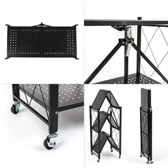 Стеллаж мобильный трехъярусный универсальный раскладной из нержавеющей стали DZD-3F Коломия