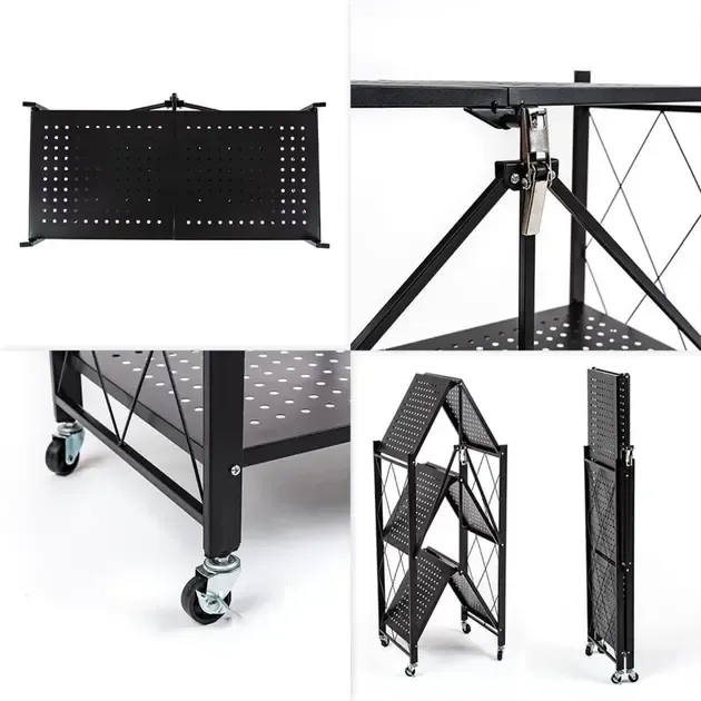 Стеллаж мобильный трехъярусный универсальный раскладной из нержавеющей стали DZD-3F Коломия - фото 4