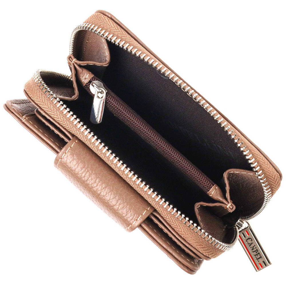 Надежное вертикальное портмоне для женщин с монетницей на молнии из натуральной кожи флотар CANPELLINI 21606 Бежевое Киев - изображение 8