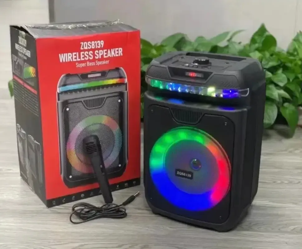 Колонка музична портативна Bluetooth ZQS8139, 80Вт, 2 динаміка, FM-радіо, LED підсвічування, мікрофон, USB Одеса - фото 2