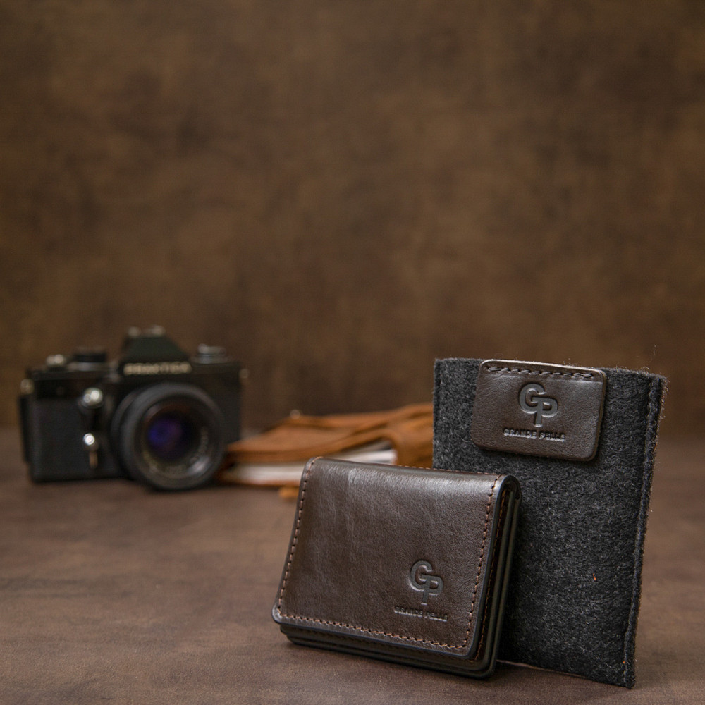 Кожаная обложка для автодокументов Темно-коричневый (GRANDE PELLE) Киев - изображение 4