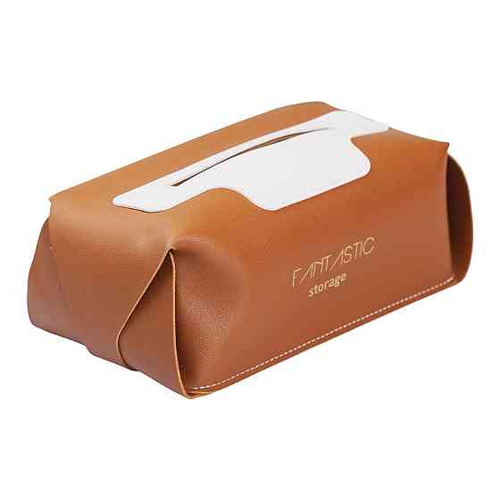 Салфетница из эко кожи 21х12х8 см контейнер для салфеток в автомобиль Коричневый HP-3-210BR Киев