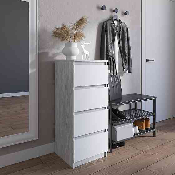 Комод VAYS R-17, на 4 ящика без ручек, узкий, ЛДСП 40×40×98 см - для прихожей, спальни, коридора Львов