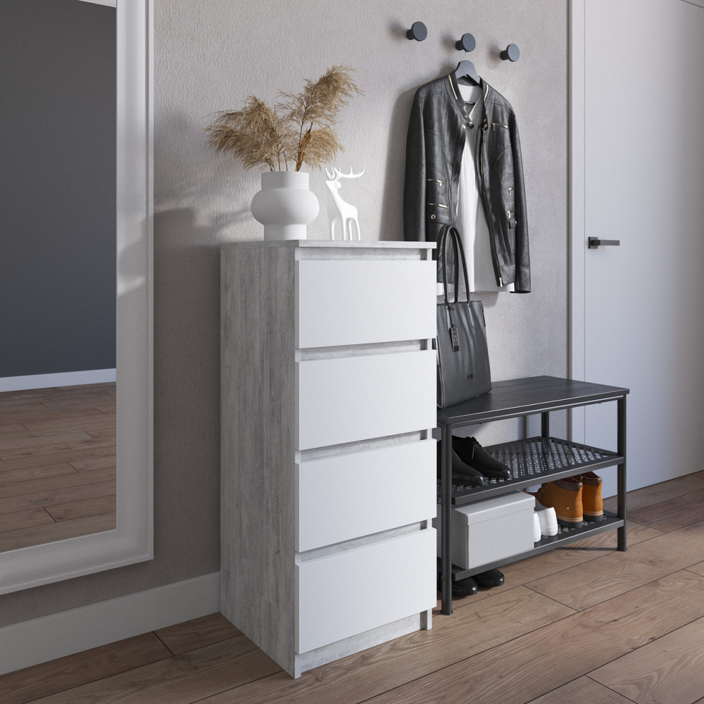 Комод VAYS R-17, на 4 ящика без ручек, узкий, ЛДСП 40×40×98 см - для прихожей, спальни, коридора Львов - изображение 6