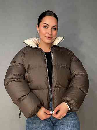 Куртка женская Fashion 3095 короткая пуффер воротник стойка коричневая, коричневый, L Киев