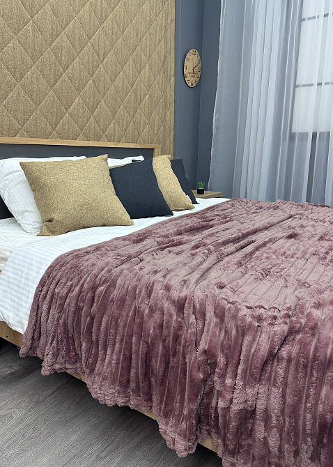 Плед-покривало смужка Шарпей 200х225 см (+-10см) Темно-пудровий (87-152) Київ - фото 3