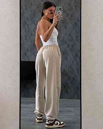 Женские повседневные оверсайз брюки-джоггеры турецкая петля диагональ Песочный Одесса