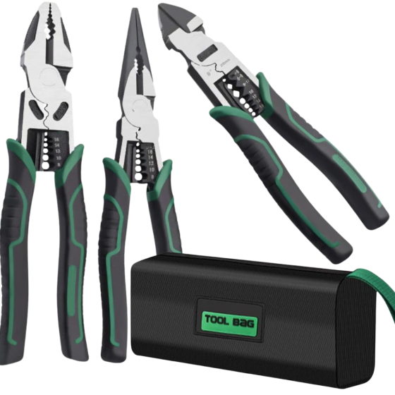 Набір інструментів ручних 3 шт: бокорізи, довгогубці, комбіновані плоскогубці з сумкою з функцією обтиску кабелю Кам'янець-Подільський
