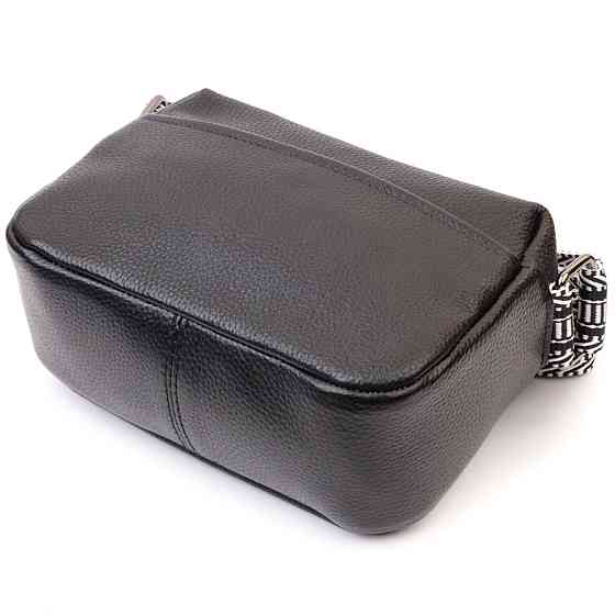 Сумка на одно отделение в классическом цвете из натуральной кожи Черная (Vintage) Киев