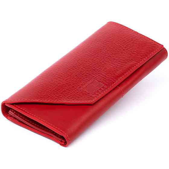 Горизонтальный клатч глянцевый на магните GRANDE PELLE 11318 Красный Киев