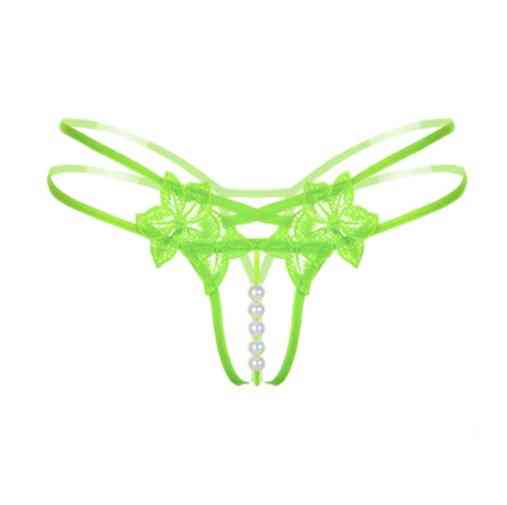 Трусики з доступом та перлинами жіночі універсальний салатовий Київ
