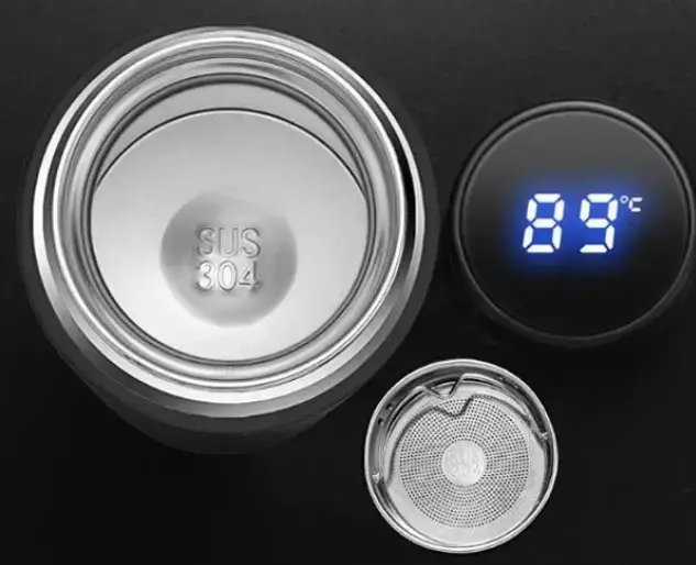 Розумний термос з датчиком індикатором температури 375 мл з інтелектуальним LED екраном чорний Одеса - фото 8