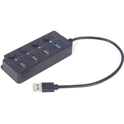 Концентратор Gembird 4 ports (1xUSB3.1+3xUSB2.0) switch black (UHB-U3P1U2P3P-01) Вінниця