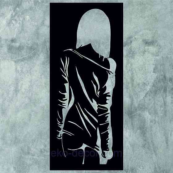 Декоративное настенное Панно «Силуэт женщины», Декор на стену 110*48 см, Черный Киев