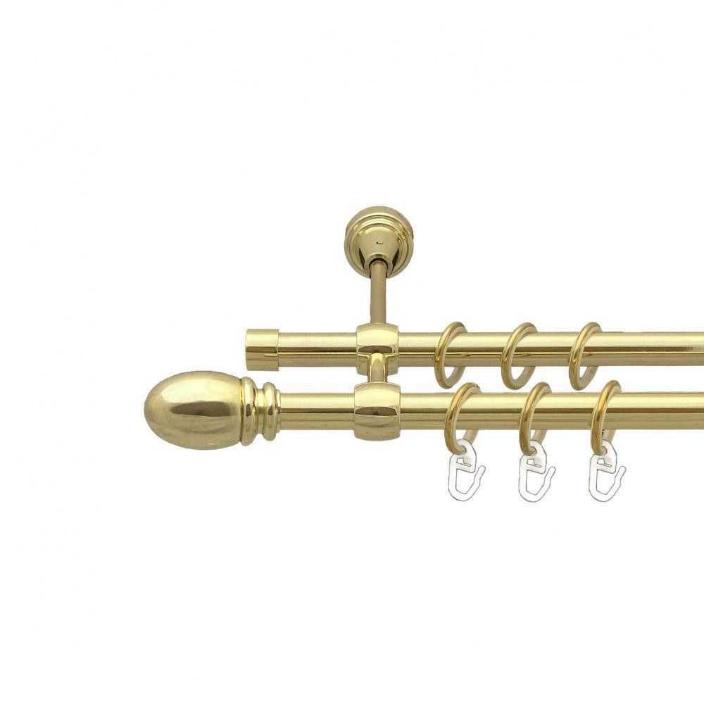 Карниз Orvit Белуно металевий дворядний литий гладка труба кільце металеве Золото 16\16 мм 300 см Львов - изображение 1