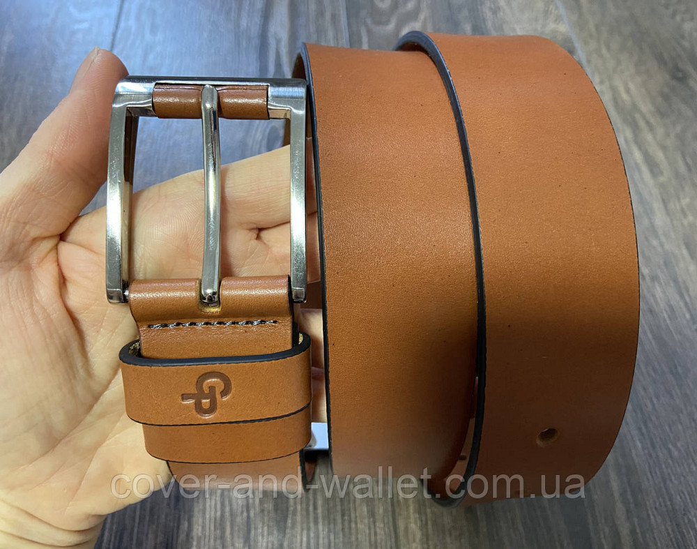 Стильний чоловічий ремінь рудого кольору з оригінальною пряжкою Grande Pelle Rullo Київ - фото 3