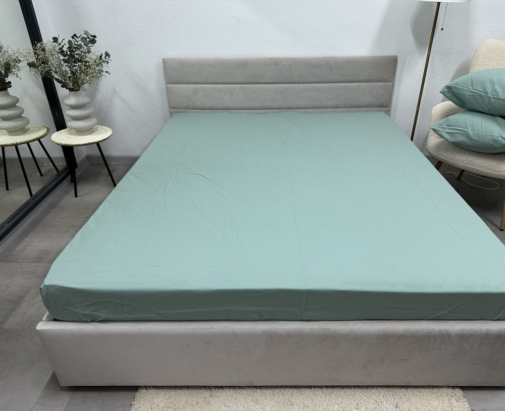 Ecotton Простирадло на резинці Ecotton 180х200 см фланель з бавовни м'ятний Коломия - фото 1