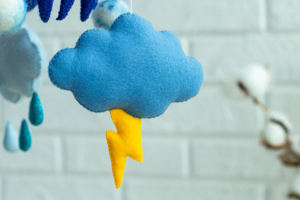 Дитячий мобіль на ліжечко для немовлят ручної роботи WooolyWool «Прогноз погоди» Київ - фото 3