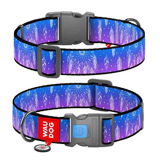 Нашийник для собак нейлоновий WAUDOG Nylon з QR-паспортом, малюнок "Ловець снів", пластиковий фастекс, XXL, Ш 35 Вінниця
