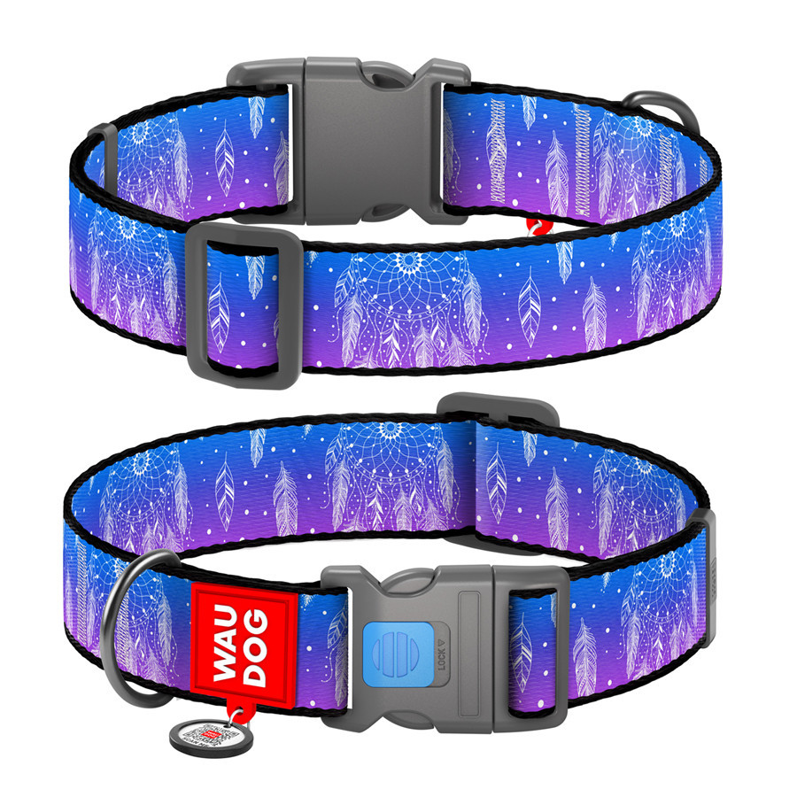 Нашийник для собак нейлоновий WAUDOG Nylon з QR-паспортом, малюнок "Ловець снів", пластиковий фастекс, XXL, Ш 35 Вінниця - фото 1