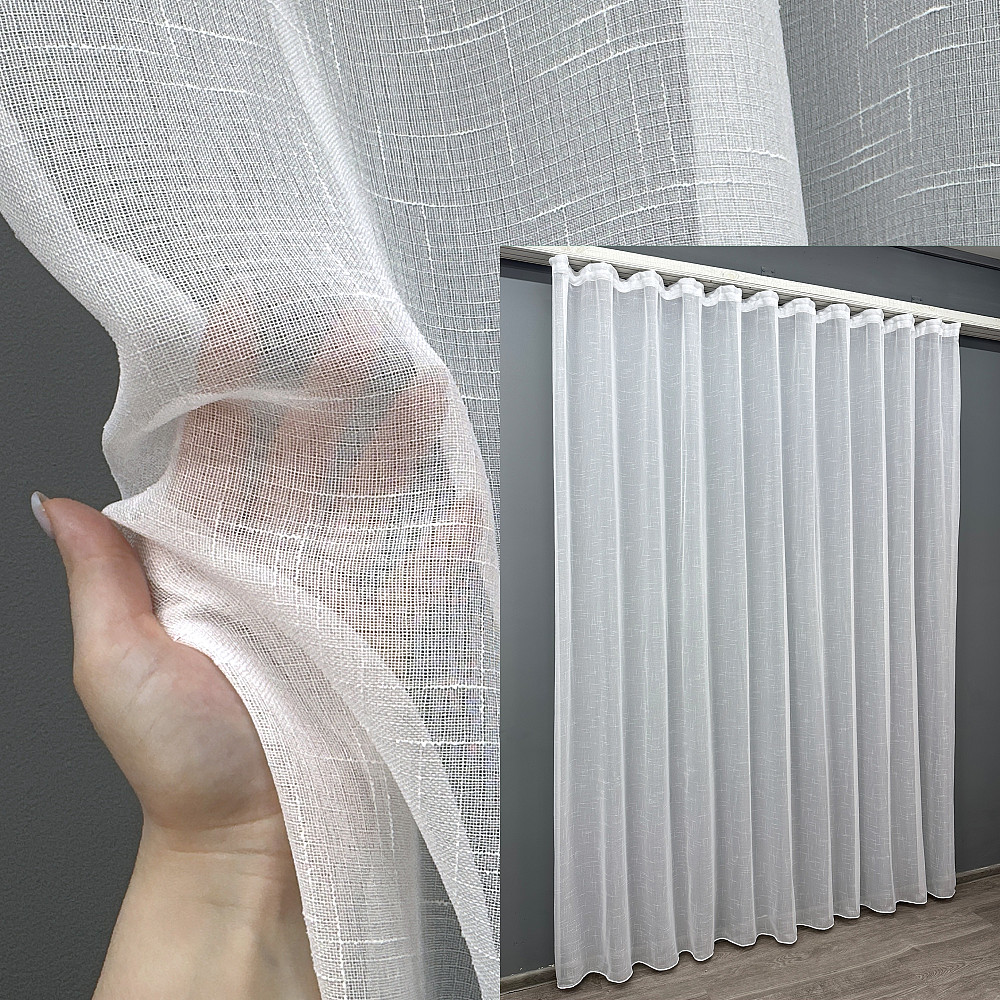 Тюль VR-Textil 115т Лен однотонный Белый 600х270 см (43-008) Киев - изображение 9